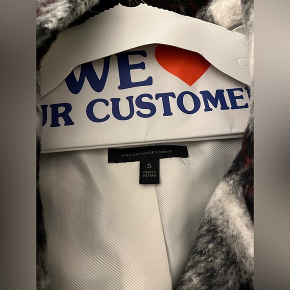 Banana Republic Italian fabric wool blend cost women size small plaid red gray - Picture 10 of 16